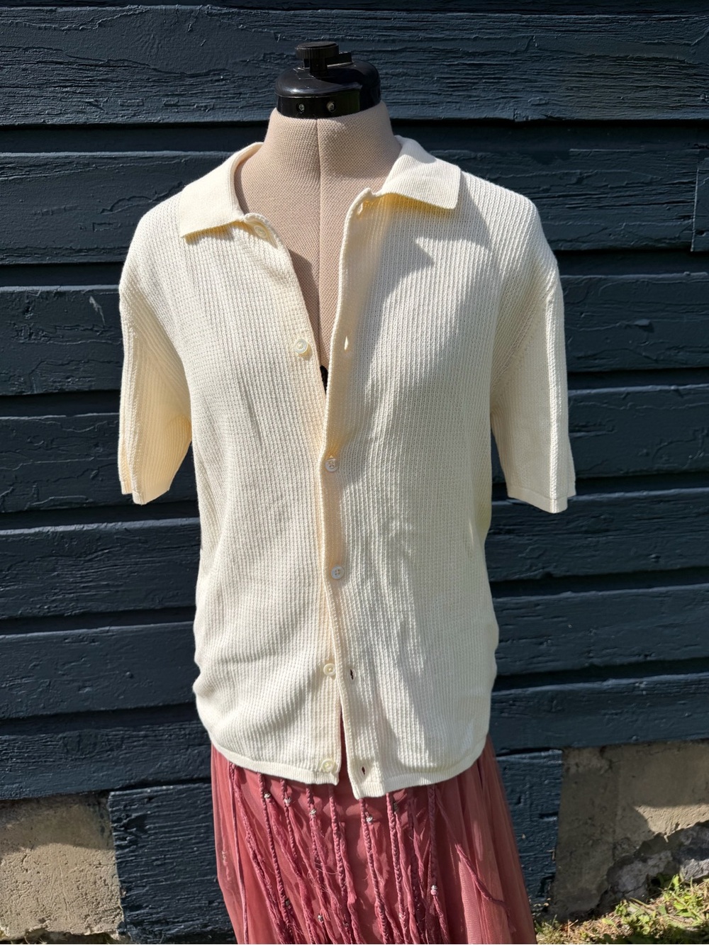 Madewell Cream Short-Sleeve Knit Polo Shirt